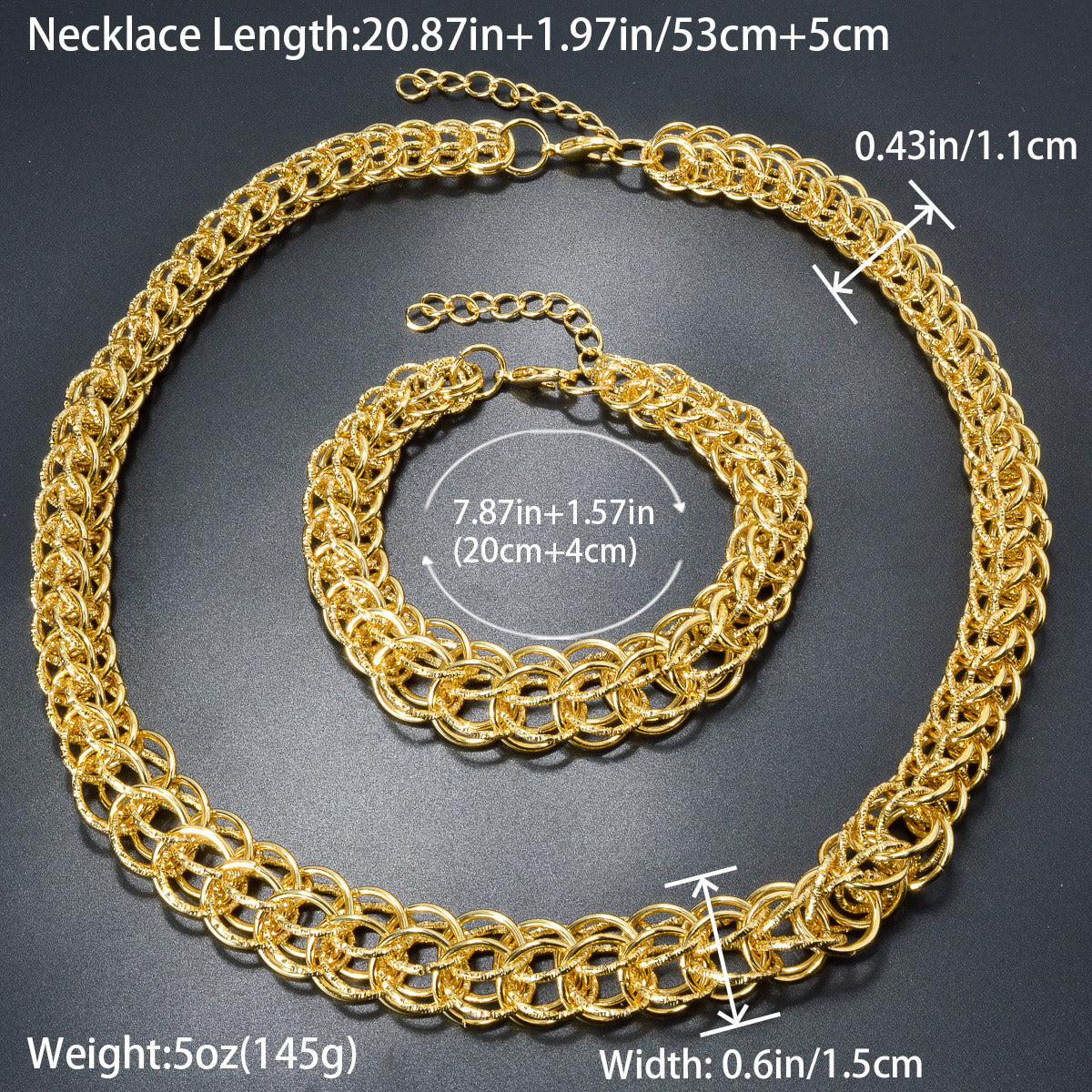 Dubai gold jewelry set 14k gold plated necklace and bracelet nigerian wedding jewelry set