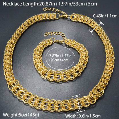 Dubai gold jewelry set 14k gold plated necklace and bracelet nigerian wedding jewelry set