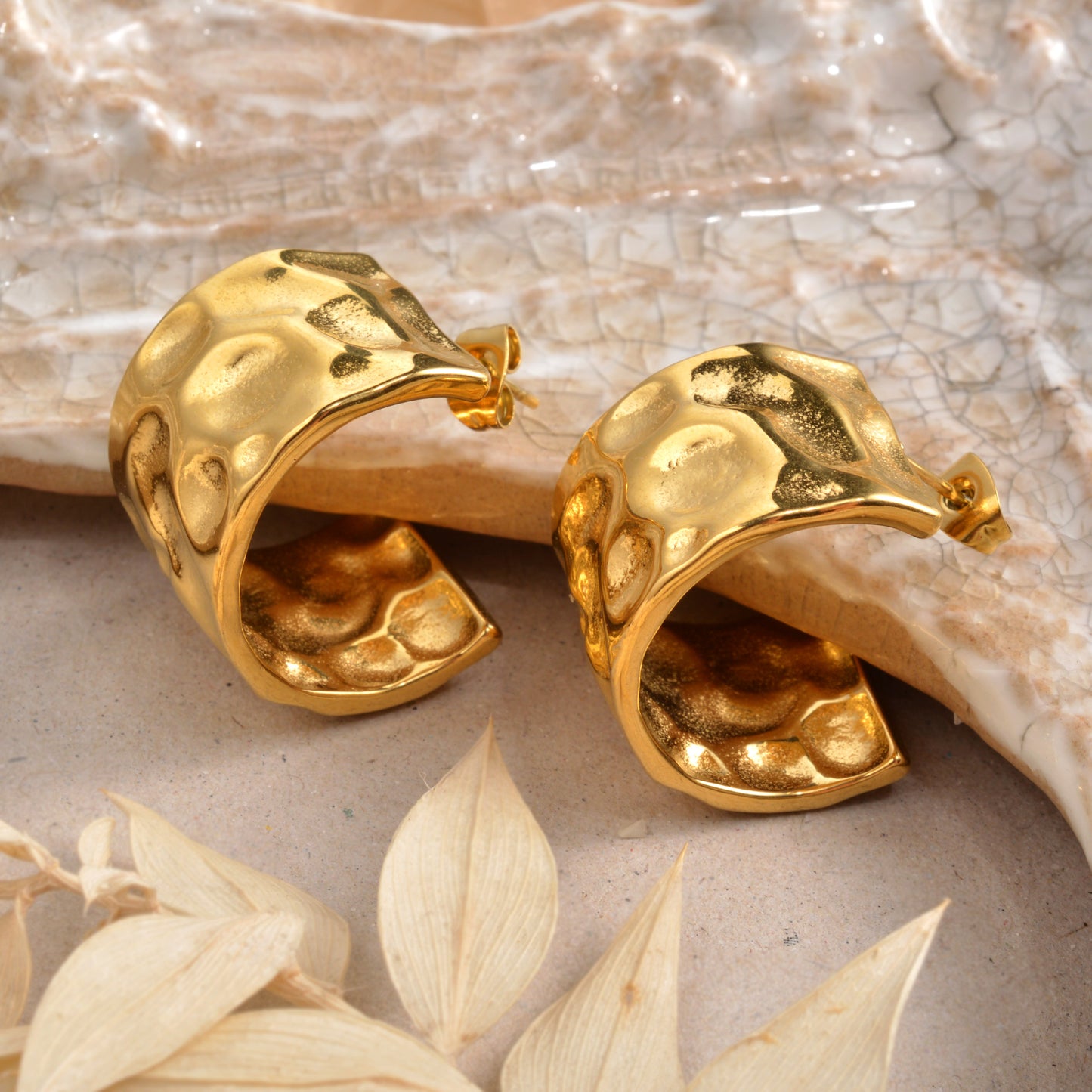 Zeadear jewelry 18k gold plated stainless steel CC earrings